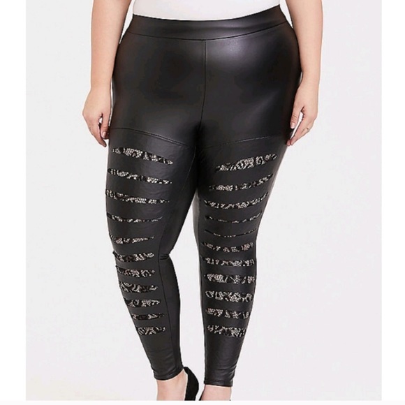 Torrid Shredded Front Leather Leggings - Picture 1 of 4